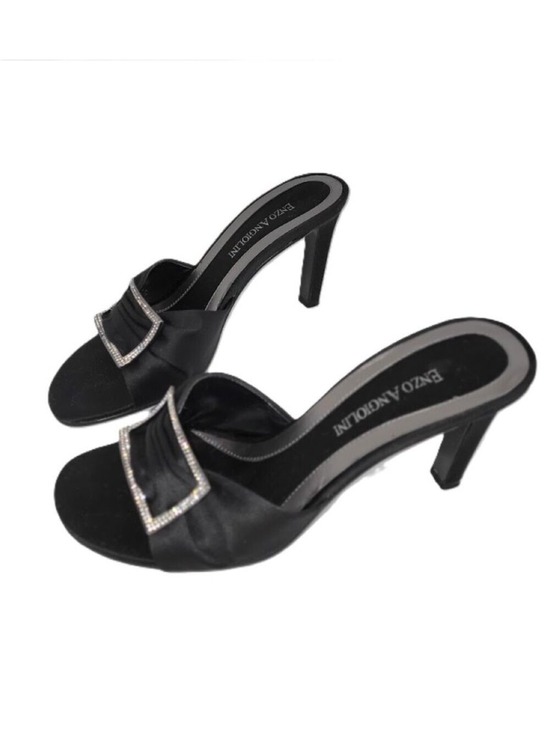 Enzo Angiolini Shoes - Enzo Angiolini Eamoria Black Fabric Heeled Slide w/Rhinestones Womens Shoes SZ 6